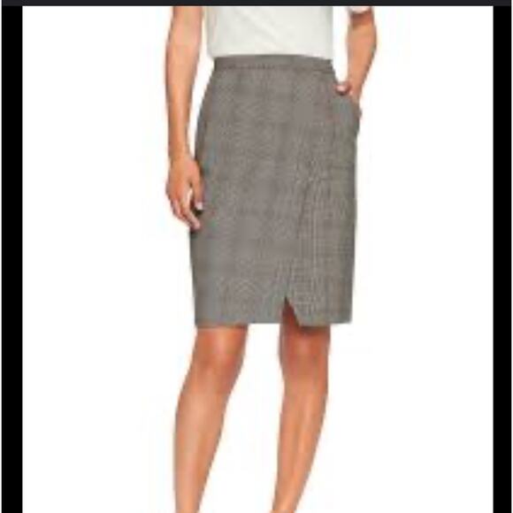 Banana Republic Petite Plaid Wrap Pencil Skirt - Picture 1 of 9